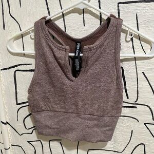 Brown seamless sports bra from Victoria Secret PINK.